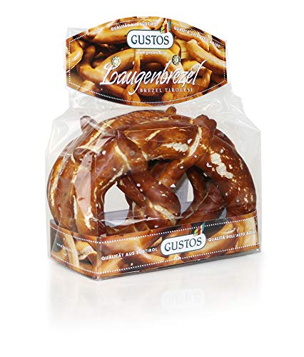 GUSTOS - Unwiderstehliche Brezel von Gustos, 4 Packungen zu je 2 Stück, 150 Gr. Ihre geschwungene Form, die Salzkörner und die goldbraune Farbe sind einfach verführerisch! von Gustos True Taste