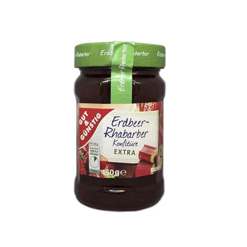 Gut und Günstig Erdbeer Rhabarber Konfitüre Extra, (1 x 450g) von Gut & Günstig