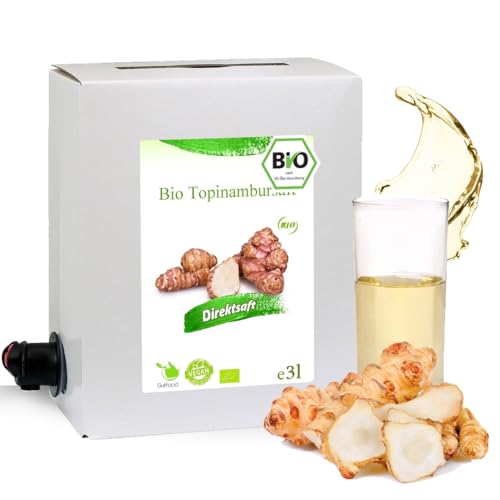 GutFood - 3 Liter Bio Topinambursaft - Bio Topinambur Saft in praktischer Bag in Box Packung (1 x 3 l Saftbox) - Saft aus Erstpressung in absoluter Spitzenqualität aus ökologischem Landbau von GutFood