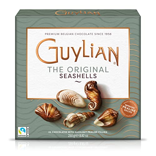 GuyLian Meeresfrüchte Pralinen 250g im 6er Pack – Original Premium Belgische Pralinen mit Nuss-Nougat Füllung und Marmorierung aus Zartbitter-, Vollmilch- und weißer Schokolade (6 x 250g) von GuyLian