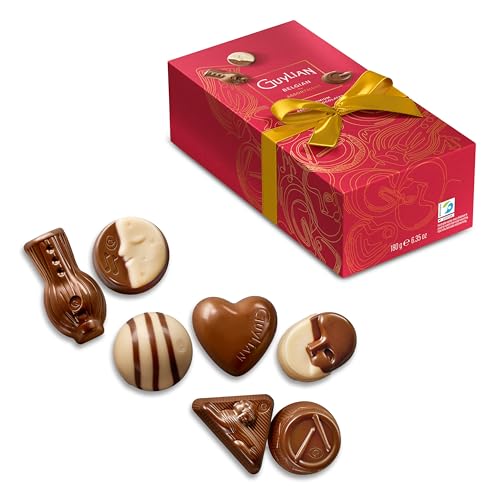 Guylian Belgian Pralinen Schokolade Geschenkbox Rot – Mix aus edlen Chocolat (Fairtrade Kakao) - Ideale als Valentinstag & Osternest - mit Cappuccino, Karamell, Haselnuss, Trüffel uvm. - 80g von GuyLian