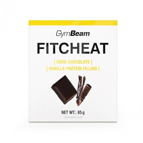 Fitcheat Protein-Schokolade - Mit hochwertiger Schokolade, Proteinsnack, hoher Proteingehalt, glutenfrei & GVO-frei, unterstützt Muskelwachstum & Knochengesundheit (80 g, dunkle Schokolade Vanille) von GymBeam