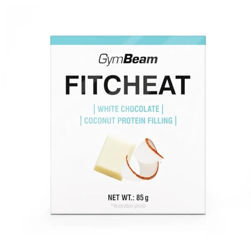 Fitcheat Protein-Schokolade - Mit hochwertiger Schokolade, Proteinsnack, hoher Proteingehalt, glutenfrei & GVO-frei, unterstützt Muskelwachstum & Knochengesundheit (80 g, white chocolate strawberry) von GymBeam