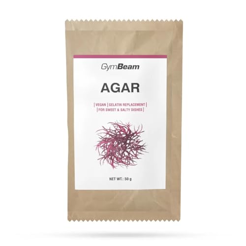 GymBeam Agar Agar - Pflanzliche Gelatine-Alternative, Agar Agar Pulver, Gelatineersatz aus Meeresalgen, ballaststoffreich, geruchlos, ideal für Desserts, geeignet für Vegetarier & Veganer, 50 g von GymBeam