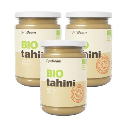 GymBeam BIO Tahini Sesampaste - Hochwertige Sesampaste aus geschälten Sesamsamen, reich an gesunden Fetten & Ballaststoffen, gering an Kohlenhydraten, ohne Zusatzstoffe (300 g (3er pack)) von GymBeam