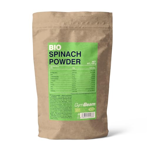 GymBeam Bio-Spinatpulver - Superfood Spinat für Muskelwachstum & gesunde Knochen, ohne Zuckerzusatz, glutenfrei, reich an Eiweiß & Ballaststoffen, unterstützt Verdauung & Energie-Stoffwechsel, 100 g von GymBeam