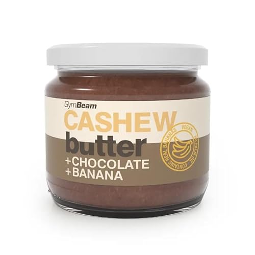 GymBeam Cashewbutter mit Schokolade und Banane - Cremiges Cashewmus ohne Palmöl, GVO & Gluten, reich an Ballaststoffen, ideal für Porridge, Desserts & Smoothies, 340 g von GymBeam