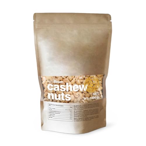 GymBeam Cashewkerne (naturbelassen) - Nüsse Großpackung, Cashewnüsse mit köstlichem Buttergeschmack, gesunde Fette, ohne Salz und Zusatzstoffe, für einen optimalen Cholesterinspiegel (1000 g) von GymBeam