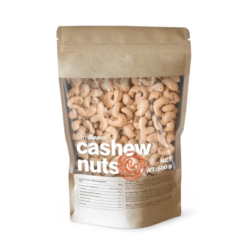 GymBeam Cashewkerne (naturbelassen) - Nüsse Großpackung, Cashewnüsse mit köstlichem Buttergeschmack, gesunde Fette, ohne Salz und Zusatzstoffe, für einen optimalen Cholesterinspiegel (500 g) von GymBeam