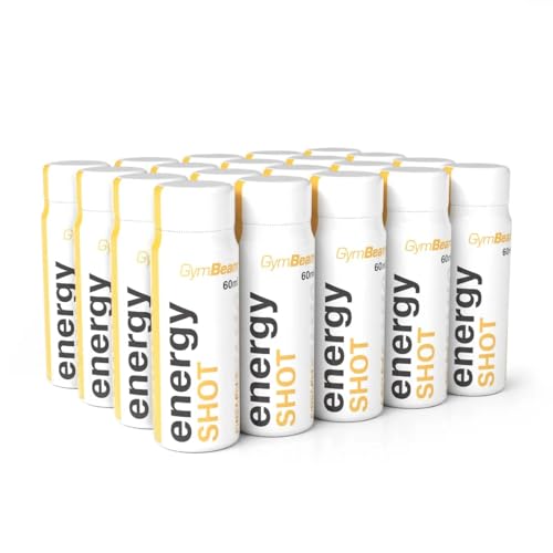 GymBeam Energy Shot - Pre-Workout Booster mit Guarana und Grüntee-Extrakt, 150 ml Koffein, Magnesium, Vitamin B3 und B6, reduziert Müdigkeit und Erschöpfung, kalorienfrei (20 x 60 ml, Ananas) von GymBeam