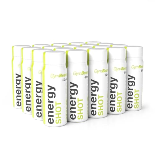 GymBeam Energy Shot - Pre-Workout Booster mit Guarana und Grüntee-Extrakt, 150 ml Koffein, Magnesium, Vitamin B3 und B6, reduziert Müdigkeit und Erschöpfung, kalorienfrei (20 x 60 ml, Zitrone) von GymBeam