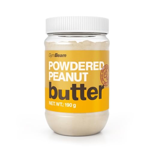 GymBeam Erdnussbutter in Pulverform - aus kaltgepressten und gerösteten Erdnüssen, hoher Proteingehalt, glutenfrei, ideal für vegane Rezepte, Porridge, Smoothies und Toasts, 190 g von GymBeam