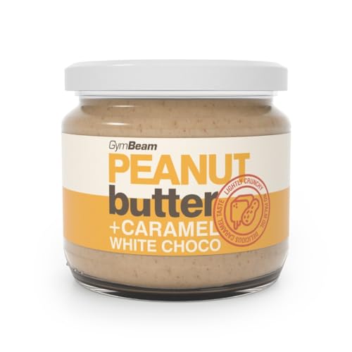 GymBeam Erdnussbutter mit Karamell und weißer Schokolade - Veganer Proteinaufstrich aus gerösteten Erdnüssen und weißer Karamellschokolade, Protein-Erdnussbutter, cremige Konsistenz, 340 g von GymBeam