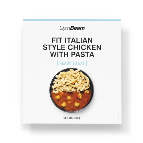 GymBeam FIT Hähnchen mit Nudeln nach italienischer Art - Vollwertige Mahlzeit, proteinhaltig, saftige Hähnchenfilets mit Pasta & Tomatensauce, für Reisen & Wandern, einfache Zubereitung, 420 g von GymBeam