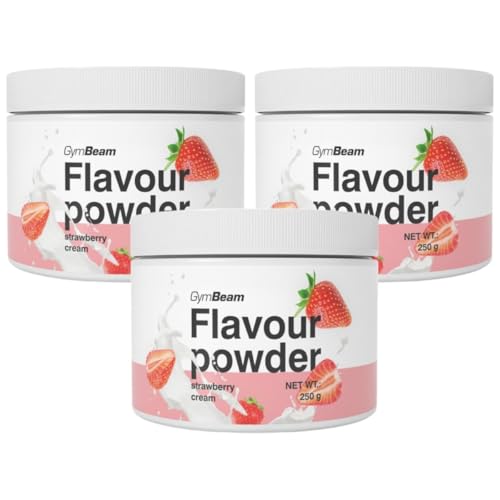 GymBeam Flavour Pulver - leckere Geschmackspulver, hoher Ballaststoffanteil aus Zichorien, nur 10 Kalorien pro Portion, ideal zur Aromatisierung (250 g (3er pack), Strawberry Cream) von GymBeam