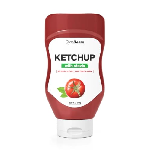 GymBeam Ketchup mit Stevia - Kalorienarmer und zuckerarmer Ketchup, ohne Fett, Ketchup mit köstlichem Tomatengeschmack, ideal zum Abschmecken verschiedener Gerichte, 470 g von GymBeam