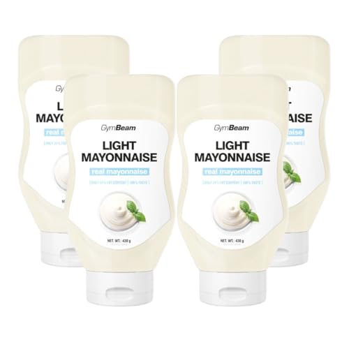 GymBeam Light Mayonnaise - Kalorienarm & Fett- und Zuckerreduziert, Gluten- und Laktosefrei, frischer, leicht säuerlicher Geschmack, ideal für Salate, Dips, Aufstriche (430 ml (4er pack)) von GymBeam