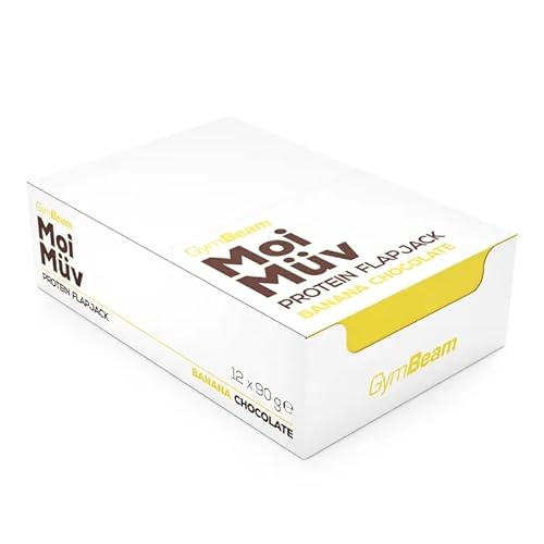 GymBeam MoiMüv Protein Flapjack - Proteinriegel mit 20g Protein pro Portion, reich an Ballaststoffen, hervorragende Kohlenhydratquelle, Proteinriegel mit Whey-Konzentrat (12x90 g, Banana Chocolate) von GymBeam