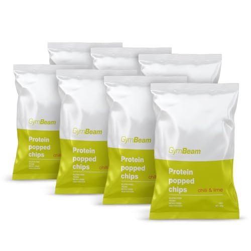 GymBeam Protein Chips - Knuspriger Snack mit hohem Proteingehalt, kalorienarm, glutenfrei, aus Reis- und Kichererbsenmehl, pflanzliches Eiweiß, Ballaststoffquelle (7 x 40 g, Chilli and Lime) von GymBeam