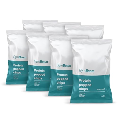 GymBeam Protein Chips - Knuspriger Snack mit hohem Proteingehalt, kalorienarm, glutenfrei, aus Reis- und Kichererbsenmehl, pflanzliches Eiweiß, Ballaststoffquelle (7 x 40 g, Sea Salt) von GymBeam