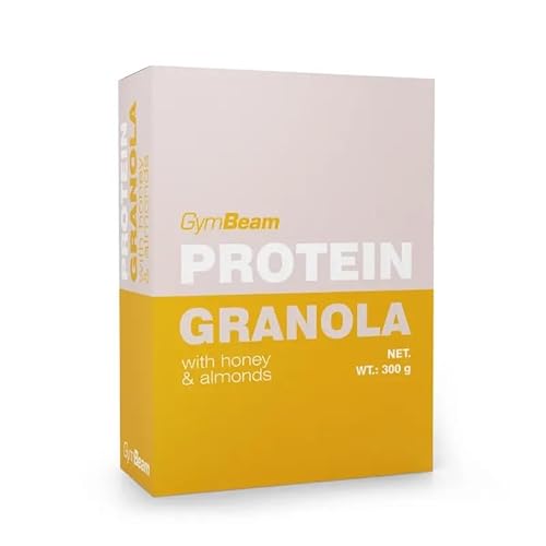 GymBeam Protein-Granola - Eiweiß-Müsli, Haferflocken-Mischung, reich an Eiweiß & Ballaststoffen, unterstützt Muskelmasse, vegan, ohne Laktose & GVOs (300 g, Honey and Almonds) von GymBeam