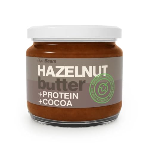 GymBeam Protein Haselnussbutter - Cremige Haselnusscreme mit gerösteten Haselnüssen, hoher Eiweiß- und Ballaststoffgehalt, angereichert mit laktosefreiem Whey-Isolat, ohne raffinierten Zucker von GymBeam