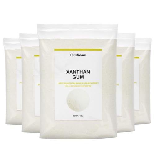 GymBeam Xanthan Gum - Geschmackloses Xanthan Pulver als Verdickungsmittel und Stabilisator, pflanzliches Xantan Gum Pulver als Glutenersatz für Veganer und Vegetarier geeignet (100 g (5er pack)) von GymBeam