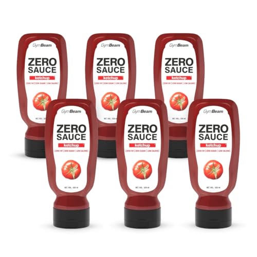 GymBeam ZERO SAUCE Ketchup - Ketchup ohne Zucker, nur 9 kcal pro 100 ml, fettfrei, cremig, vegan, Light-Sauce für Gemüse, Fleisch & Pasta, praktische Verpackung, kalorienarm (320 ml (6er pack)) von GymBeam