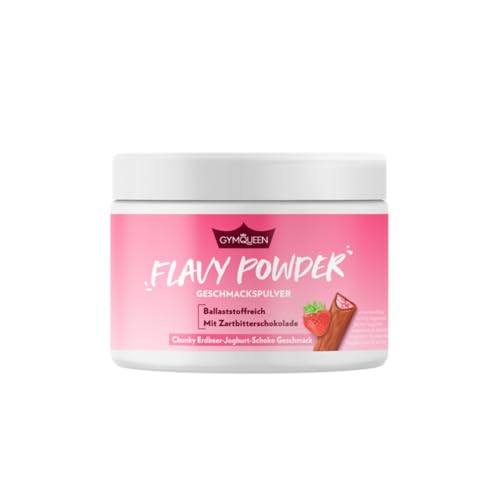 GymQueen Flavy Powder 250g, Geschmackspulver Chunky Erdbeer Joghurt Schoko, kalorienarm, Flavour Powder zum Süßen, Backen und Verfeinern von Lebensmitteln, reich an Ballaststoffen von GymQueen