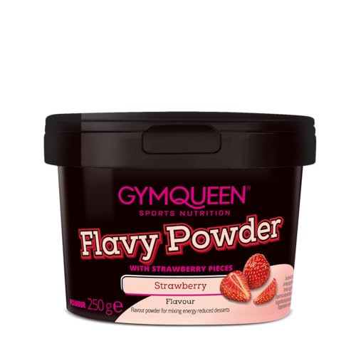 GymQueen Flavy Powder 250g, Geschmackspulver Chunky Strawberry, kalorienarm, Flavour Powder zum Süßen, Backen und Verfeinern von Lebensmitteln, reich an Ballaststoffen von GymQueen