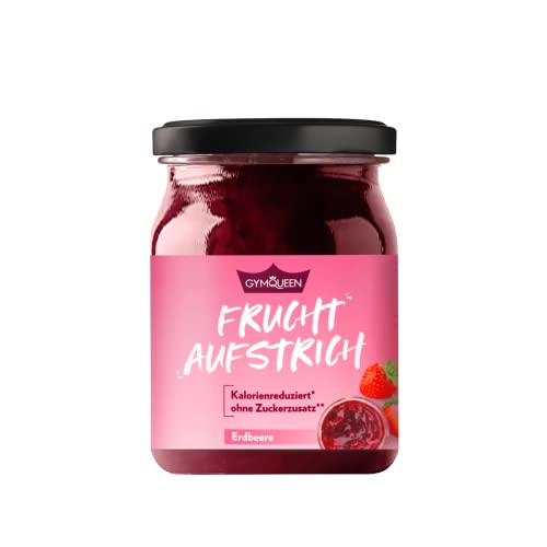 GymQueen Fruchtaufstrich Erdbeere 235g, kohlenhydrat- und kalorienreduzierte Frucht-Marmelade, natürlich fruchtiger Aufstrich mit Top Nährwerten, zuckerarm und satte 49% Fruchtanteil von GymQueen