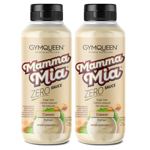 GymQueen Mamma Mia Zero Sauce 2x265ml, Caesar Dressing, kalorienarm, ohne Fett & ohne Zucker, zum Verfeinern von Gerichten oder als Salat-Dressing, vegetarisch von GymQueen