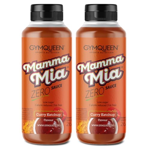 GymQueen Mamma Mia Zero Sauce 2x265ml, Curry Ketchup, kalorienarm, ohne Fett & ohne Zucker, zum Verfeinern von Gerichten oder als Salat-Dressing, vegetarisch von GymQueen