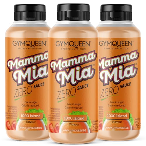 GymQueen Mamma Mia Zero Sauce 3x265ml, 1000 Island, kalorienarm, ohne Fett & ohne Zucker, zum Verfeinern von Gerichten oder als Salat-Dressing, vegetarisch und laktosefrei von GymQueen