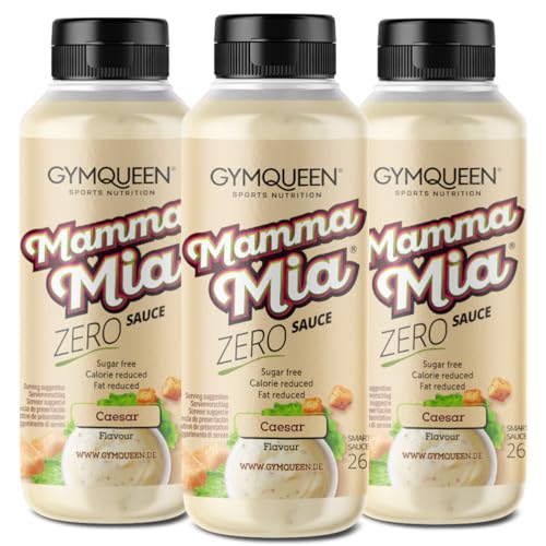 GymQueen Mamma Mia Zero Sauce 3x265ml, kalorienarm, ohne Fett & ohne Zucker, zum Verfeinern von Gerichten oder als Salat-Dressing, vegetarisch und laktosefrei, Crazy Caesar von GymQueen