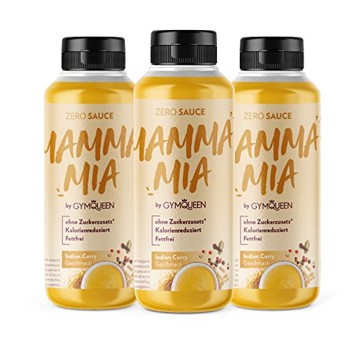 GymQueen Mamma Mia Zero Sauce 3x265ml, kalorienarm, ohne Fett & ohne Zucker, zum Verfeinern von Gerichten oder als Salat-Dressing, vegetarisch und laktosefrei, Indian Curry von GymQueen