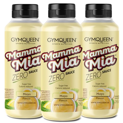 GymQueen Mamma Mia Zero Sauce 3x265ml, Mayo, kalorienarm, ohne Fett & ohne Zucker, zum Verfeinern von Gerichten oder als Salat-Dressing, vegetarisch und laktosefrei von GymQueen