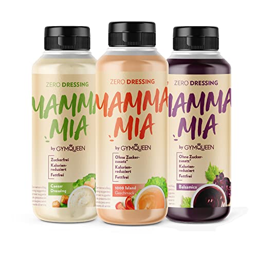 GymQueen Mamma Mia Zero Sauce 3x265ml, kalorienarm, ohne Fett & ohne Zucker, zum Verfeinern von Gerichten oder als Salat-Dressing, vegetarisch und laktosefrei, Salat Set von GymQueen