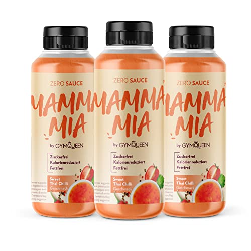 GymQueen Mamma Mia Zero Sauce 3x265ml, kalorienarm, ohne Fett & ohne Zucker, zum Verfeinern von Gerichten oder als Salat-Dressing, vegetarisch und laktosefrei, Sweet Thai Chili von GymQueen