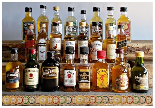 24 Original Whisky Miniaturen International Set je 50ml/40ml+ 24 Edelschokoladen in 6 Sorten von H-BO