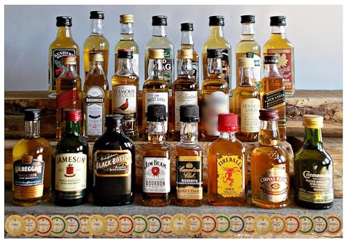 24 Original Whisky Miniaturen International Set je 50ml/40ml+ 24 Edelschokoladen in 6 Sorten von H-BO