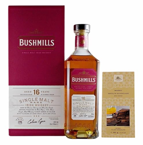 Bushmills 16 Jahre irischer Single Malt Whiskey + 1 Tafel Whisky Dark Chocolate von H-BO