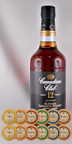 Canadian Club 12 Jahre kanadischer Whisky +12 Edelschokoladen in 6 Kakaovariationen von H-BO