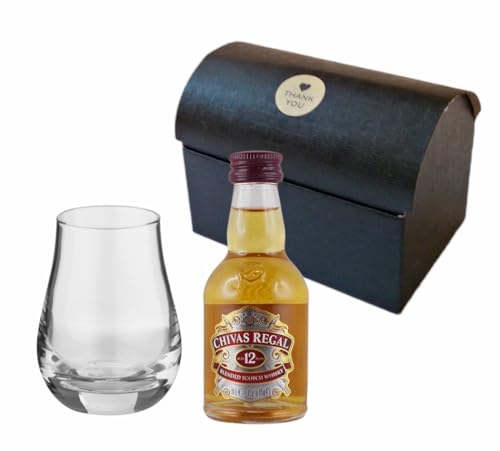 Chivas Regal 12 Jahre Scotch Blend Whisky 50ml Miniatur + Glas im Geschenkkarton von H-BO