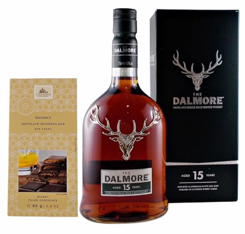 Dalmore 15 Jahre Single Malt Whisky + 1 Tafel gefüllte Schokolade mit Whisky von H-BO