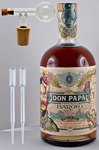 Don Papa Rum Baroko + Glaskugelportionierer zum feinen Dosieren + 2 Pipetten von H-BO