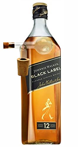 Flasche Johnnie Walker 12 Jahre Black Label Scotch Whisky + 1 Glaskugelportionierer zum feinen Dosieren von H-BO