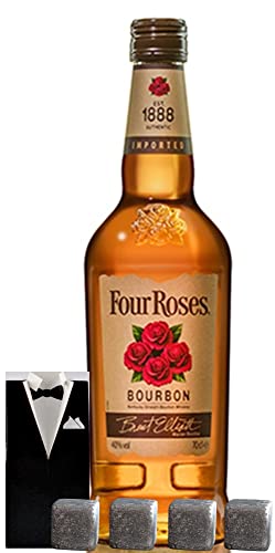 Four Roses Kentucky Straight Bourbon Whiskey + 4 Original Whisky Kühlsteine im Smoking von H-BO