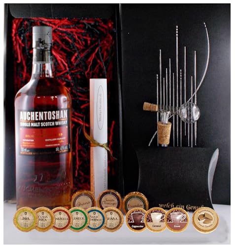 Geschenk Auchentoshan 12 Jahre Single Malt Whisky + Glaskugelportionierer + Edelschokolade + Fudge von H-BO