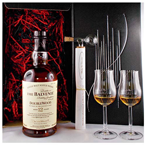 Geschenk Balvenie 12 Jahre Single Malt Whisky + Glaskugelportionierer + 2 Bugatti Gläser von H-BO